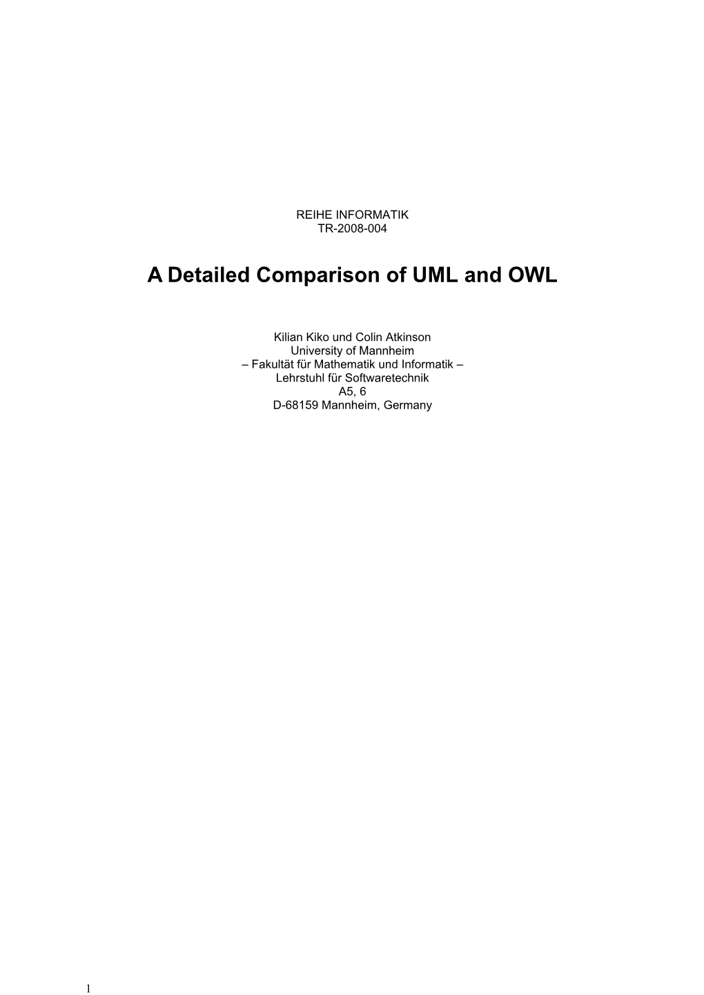 A Detailed Comparison of UML and OWL