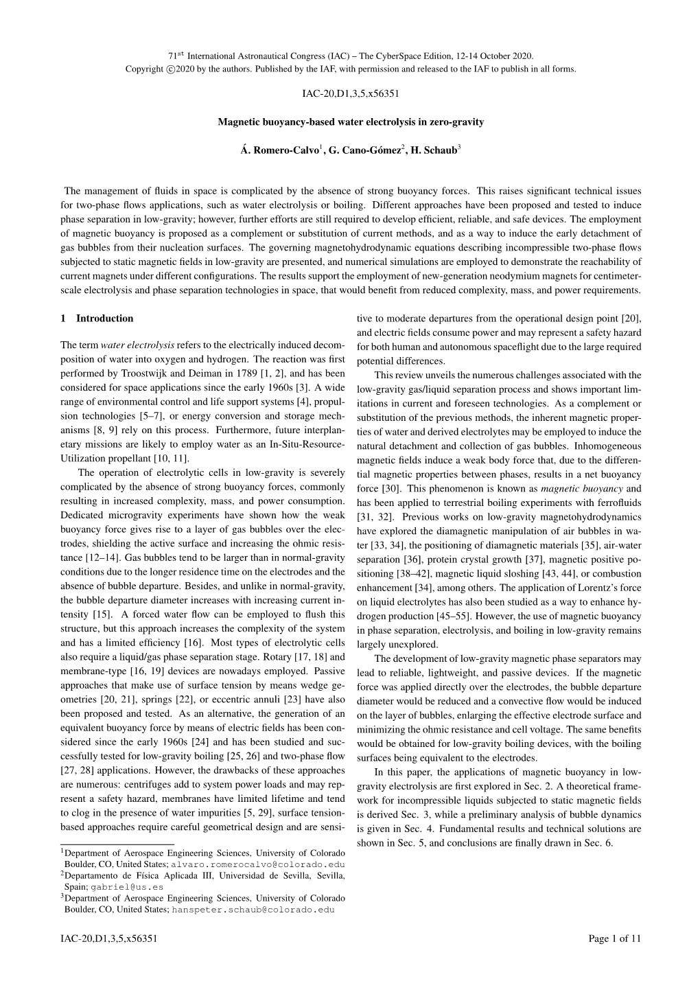 IAC-20,D1,3,5,X56351 Magnetic Buoyancy-Based Water Electrolysis