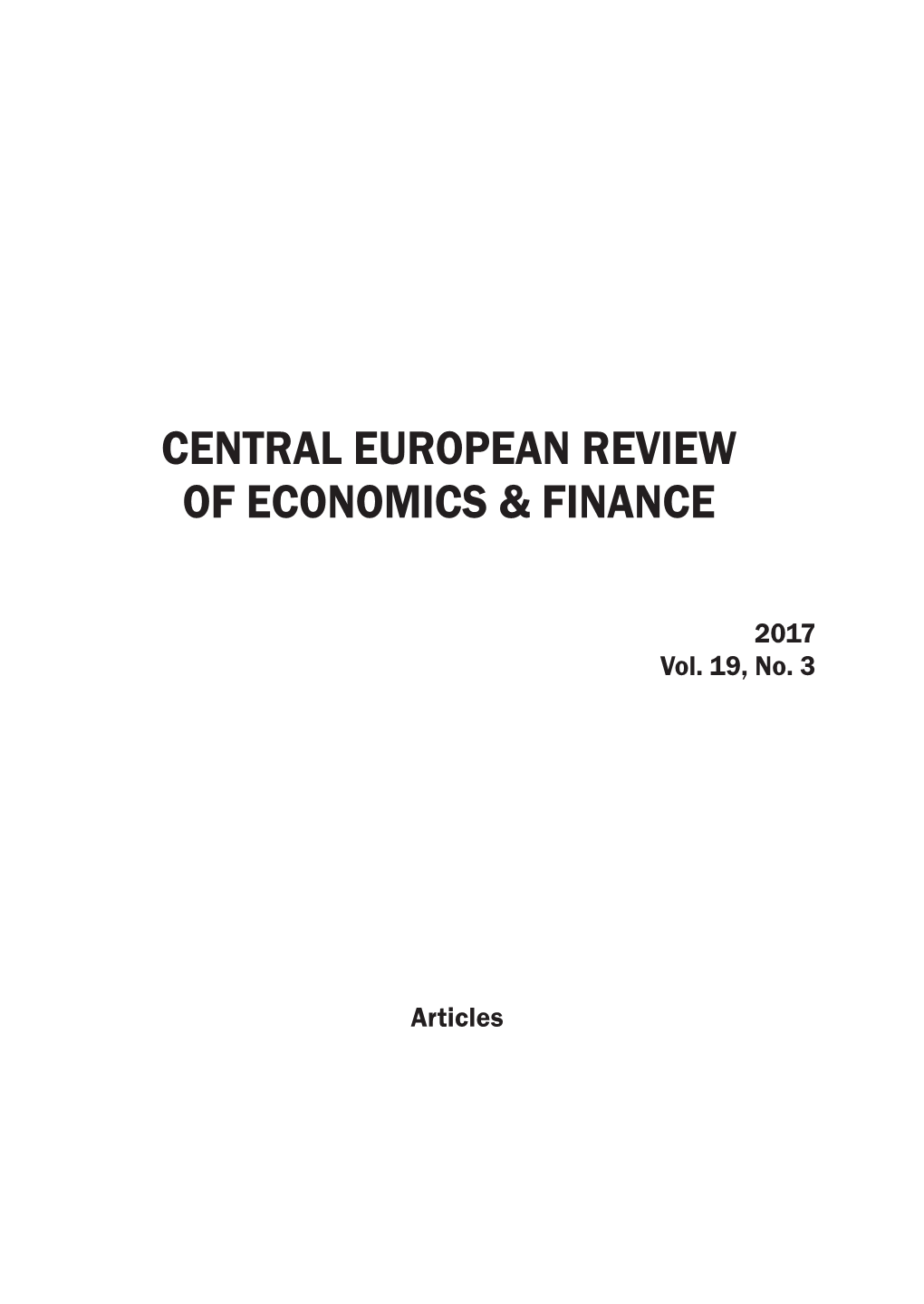 Central European Review of Economics & Finance