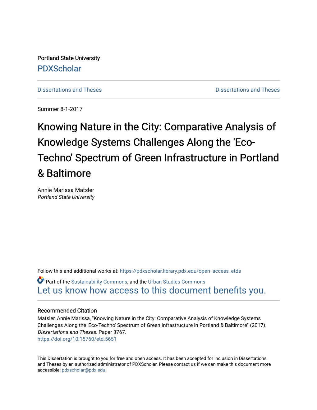 Knowing Nature in the City: Comparative Analysis of Knowledge Systems Challenges Along the 'Eco-Techno' Spectrum of Gree