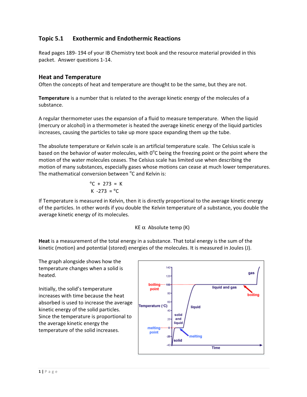 Topic 5.1 Exothermic and Endothermic Reactions Heat And