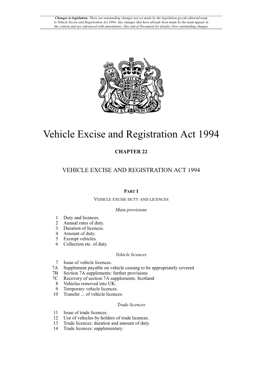 Vehicle Excise and Registration Act 1994