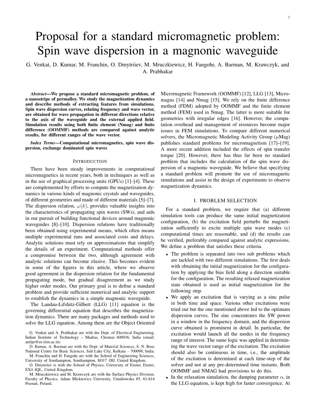 Spin Wave Dispersion in a Magnonic Waveguide G