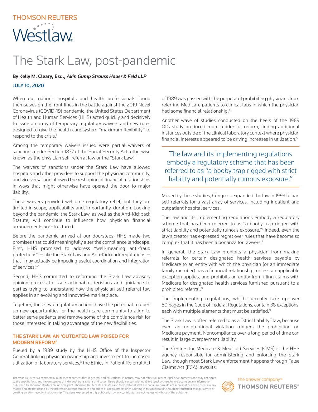 The Stark Law, Post-Pandemic