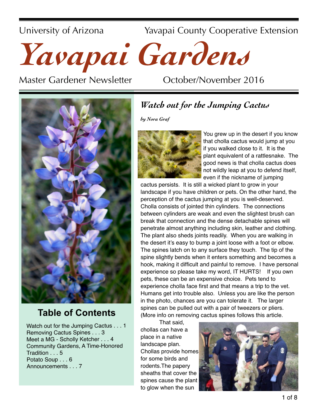 Yavapai Gardens Master Gardener Newsletter October/November 2016
