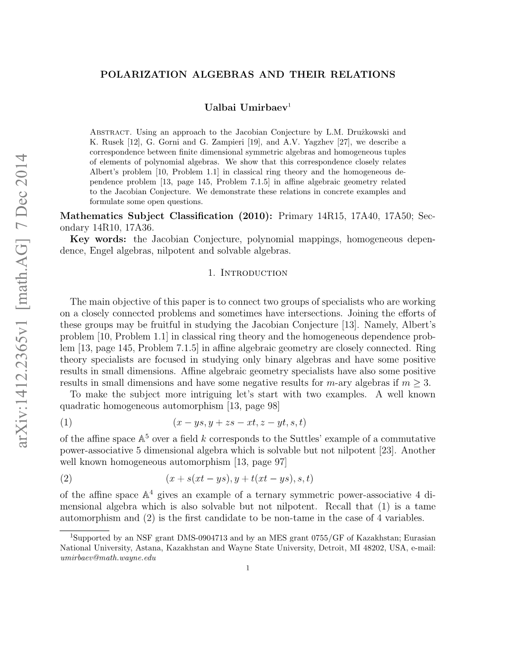 Arxiv:1412.2365V1 [Math.AG]