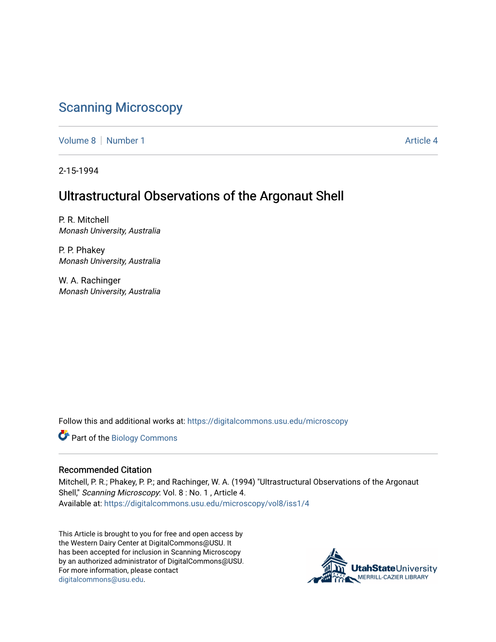 Ultrastructural Observations of the Argonaut Shell