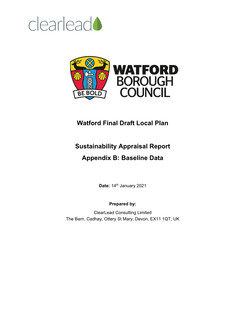 Watford Final Draft Local Plan Sustainability Appraisal Report