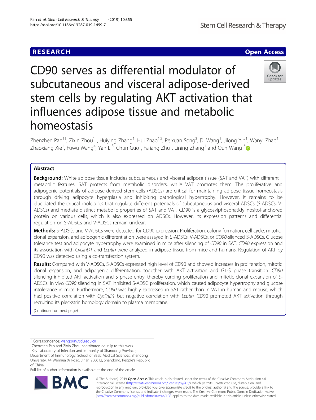 CD90 Serves As Differential Modulator of Subcutaneous and Visceral