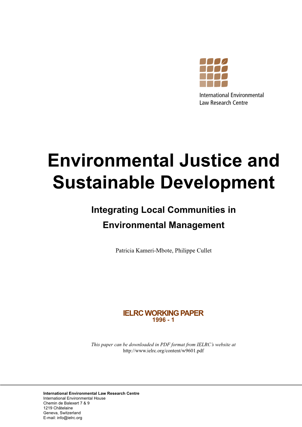 Environmental Justice and Sustainable Development