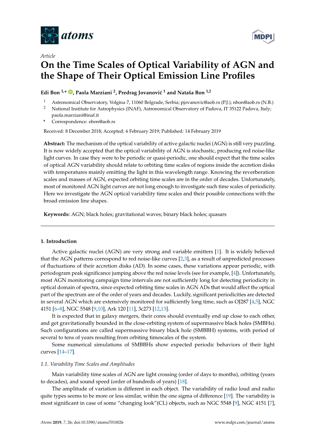 On the Time Scales of Optical Variability of AGN and the Shape of Their Optical Emission Line Proﬁles