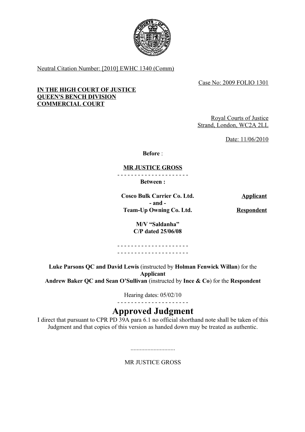 High Court Judgment Template s12