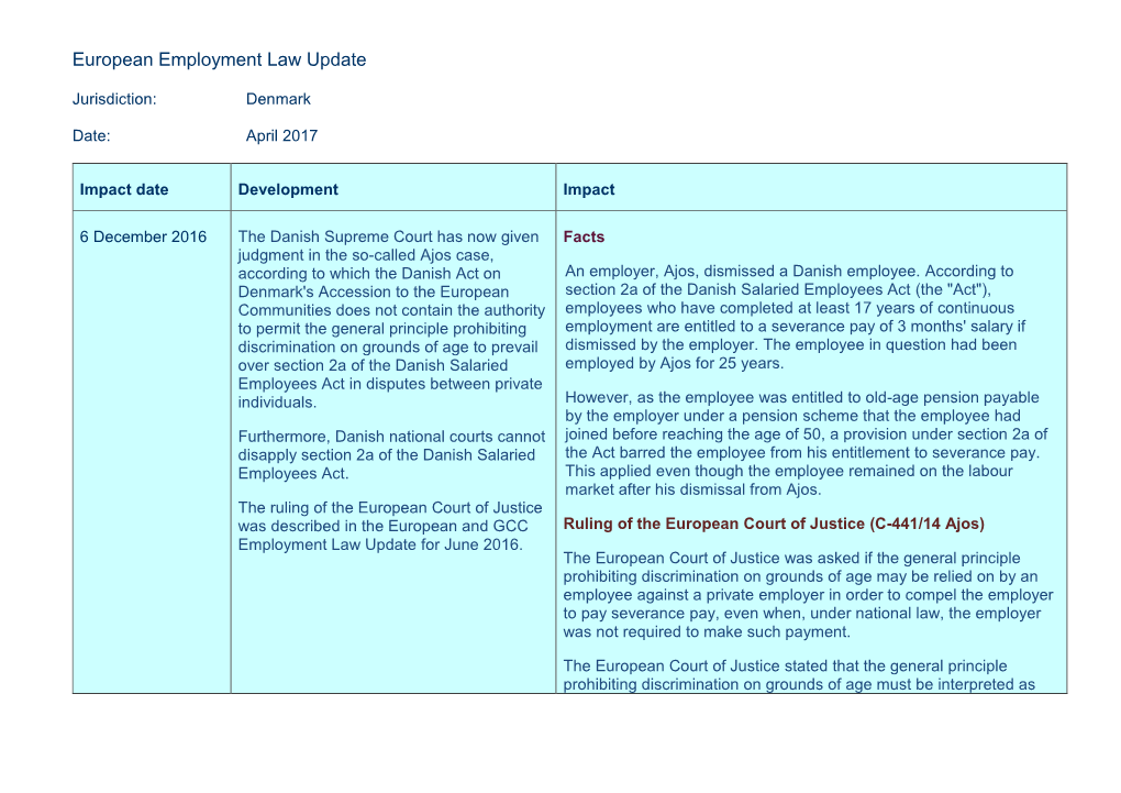 European Employment Law Update