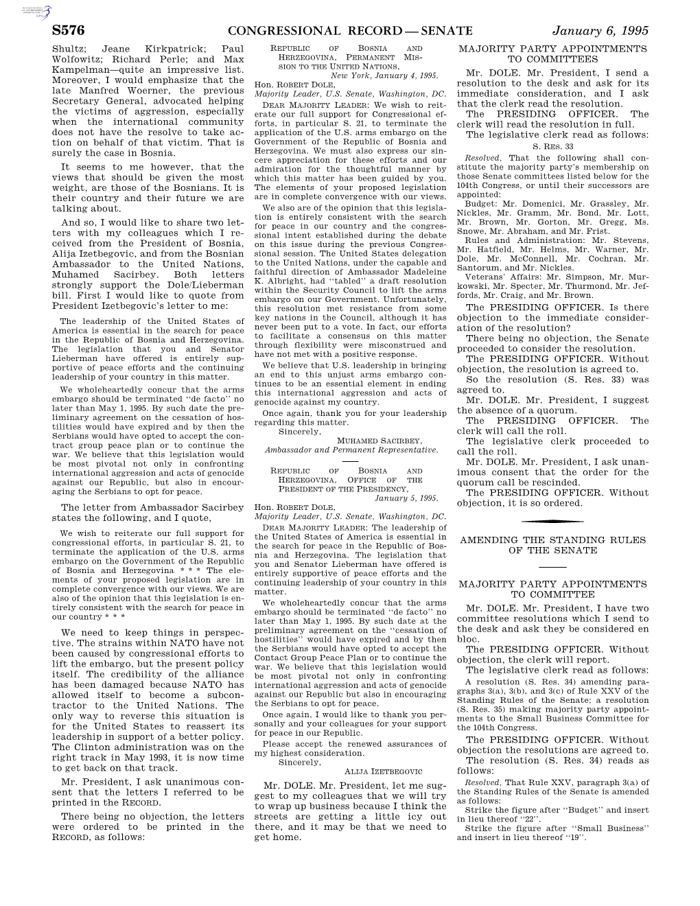 Congressional Record—Senate S576