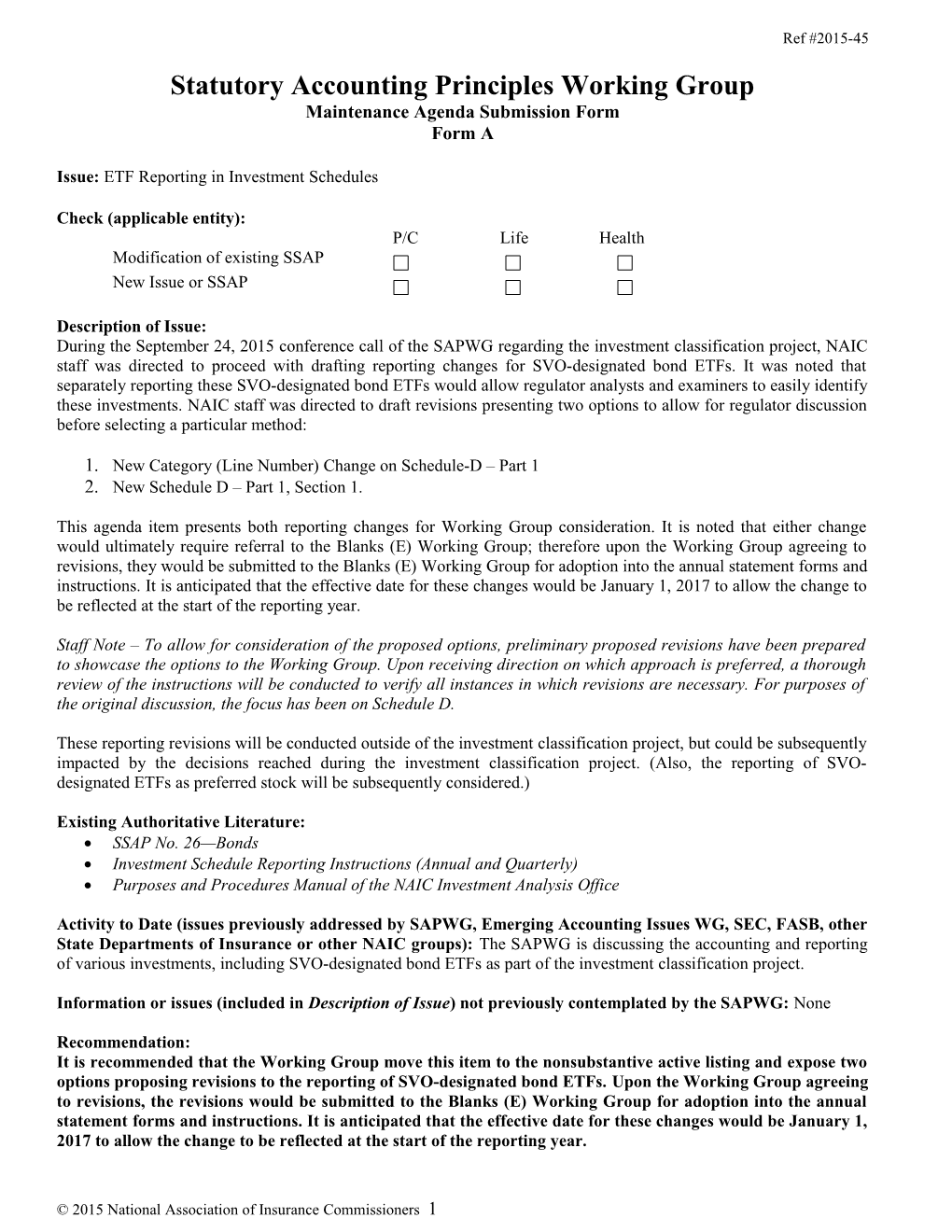 Statutory Accounting Principles Working Group s13