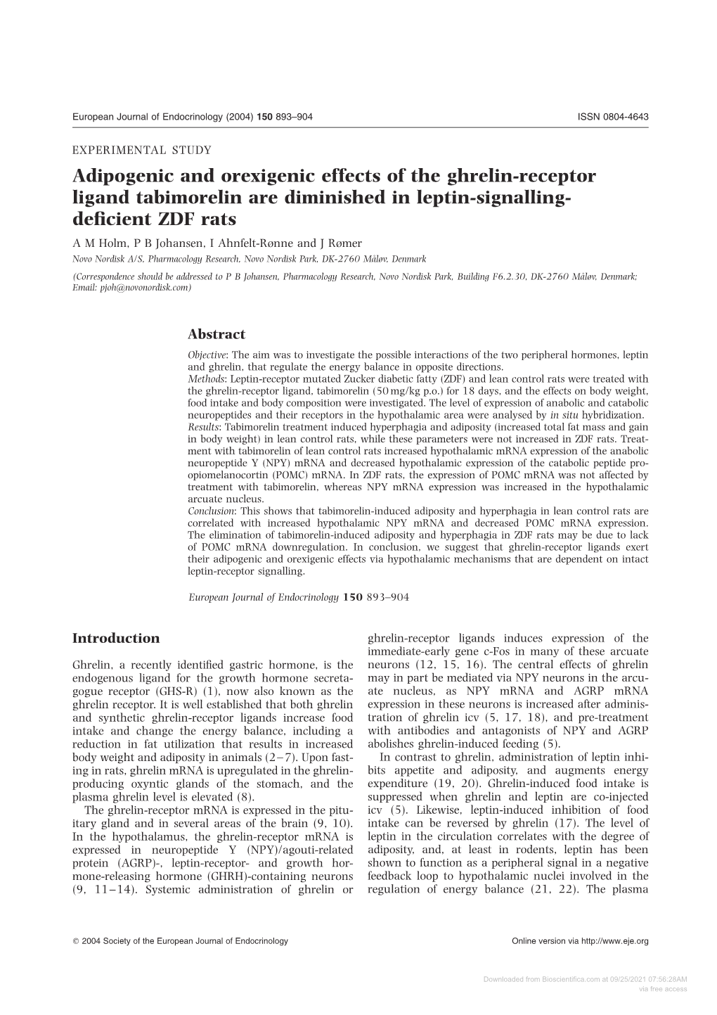 Adipogenic and Orexigenic Effects Of
