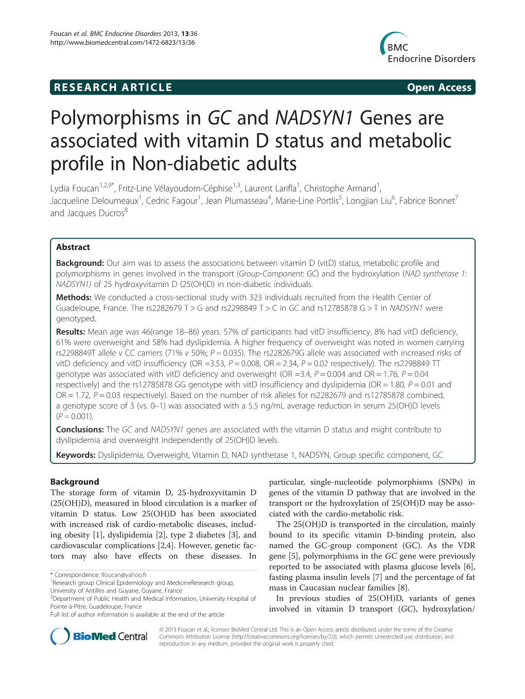 Polymorphisms in GC and NADSYN1 Genes Are Associated with Vitamin