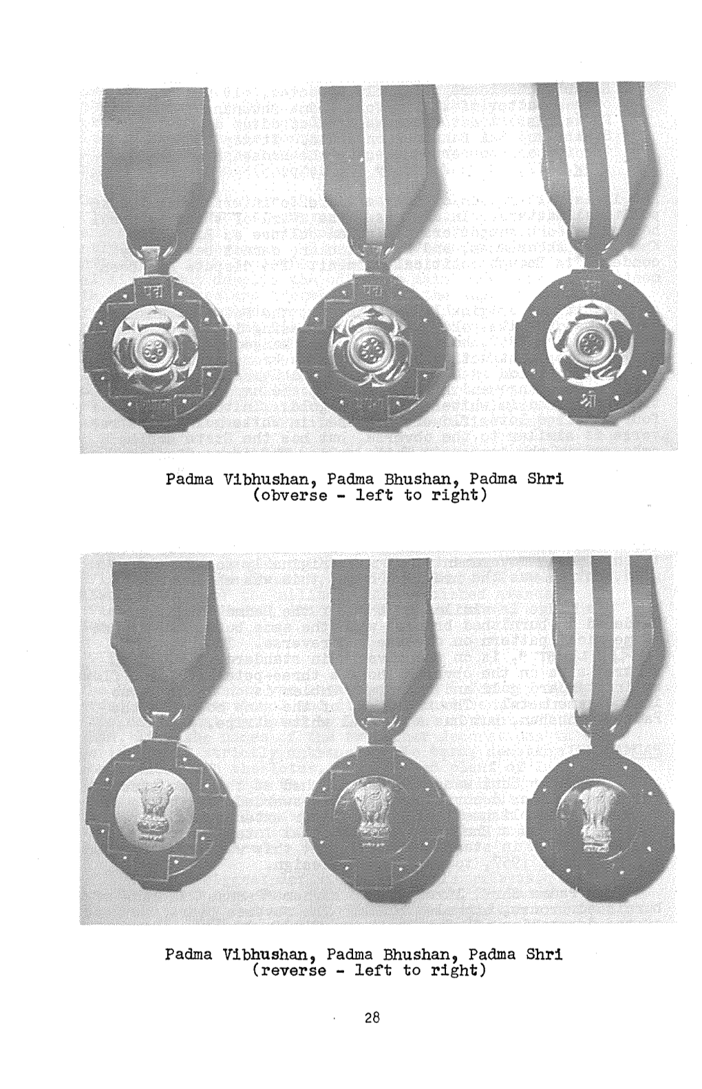 Padma Vibhushan, Padma Bhushan, Padma Shrl (Reverse - Left to Right)