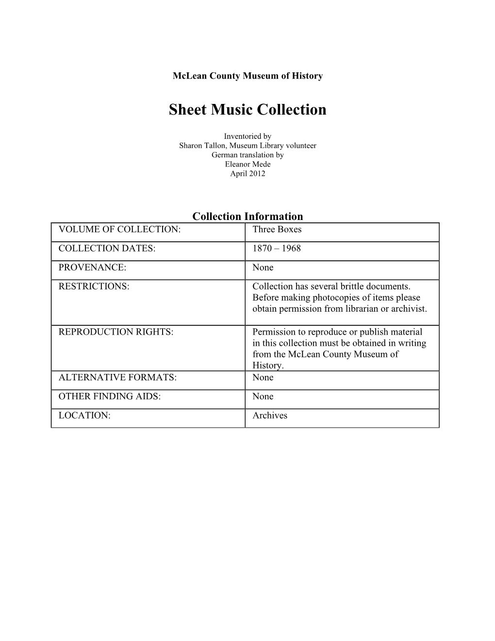 Sheet Music Collection