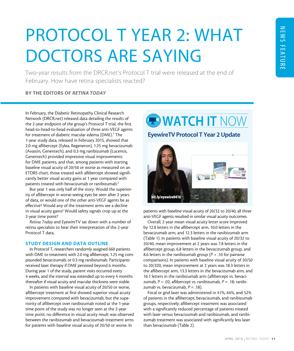 Protocol T Year 2: What Doctors Are Saying