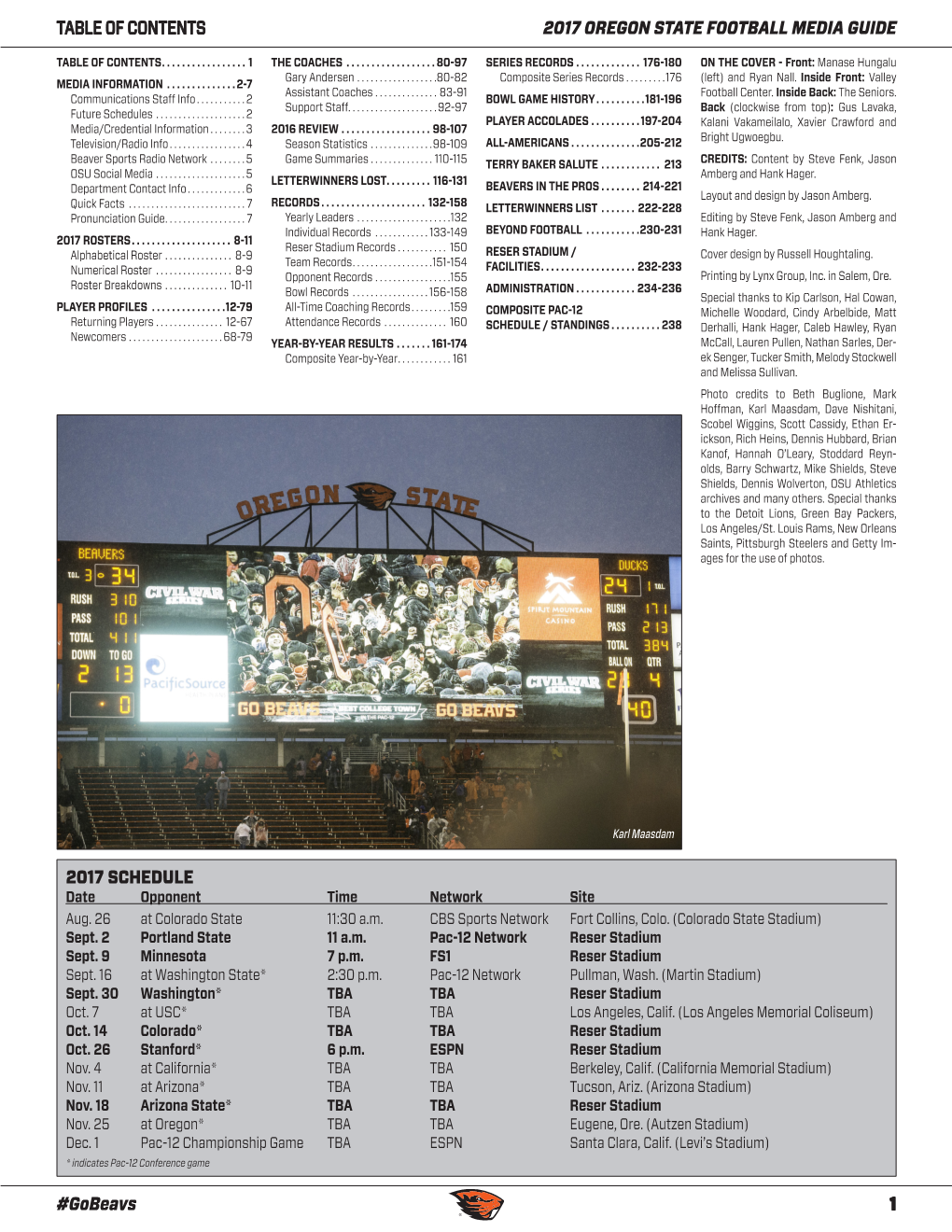 2017 OREGON STATE FOOTBALL MEDIA GUIDE 1 #Gobeavs 2017