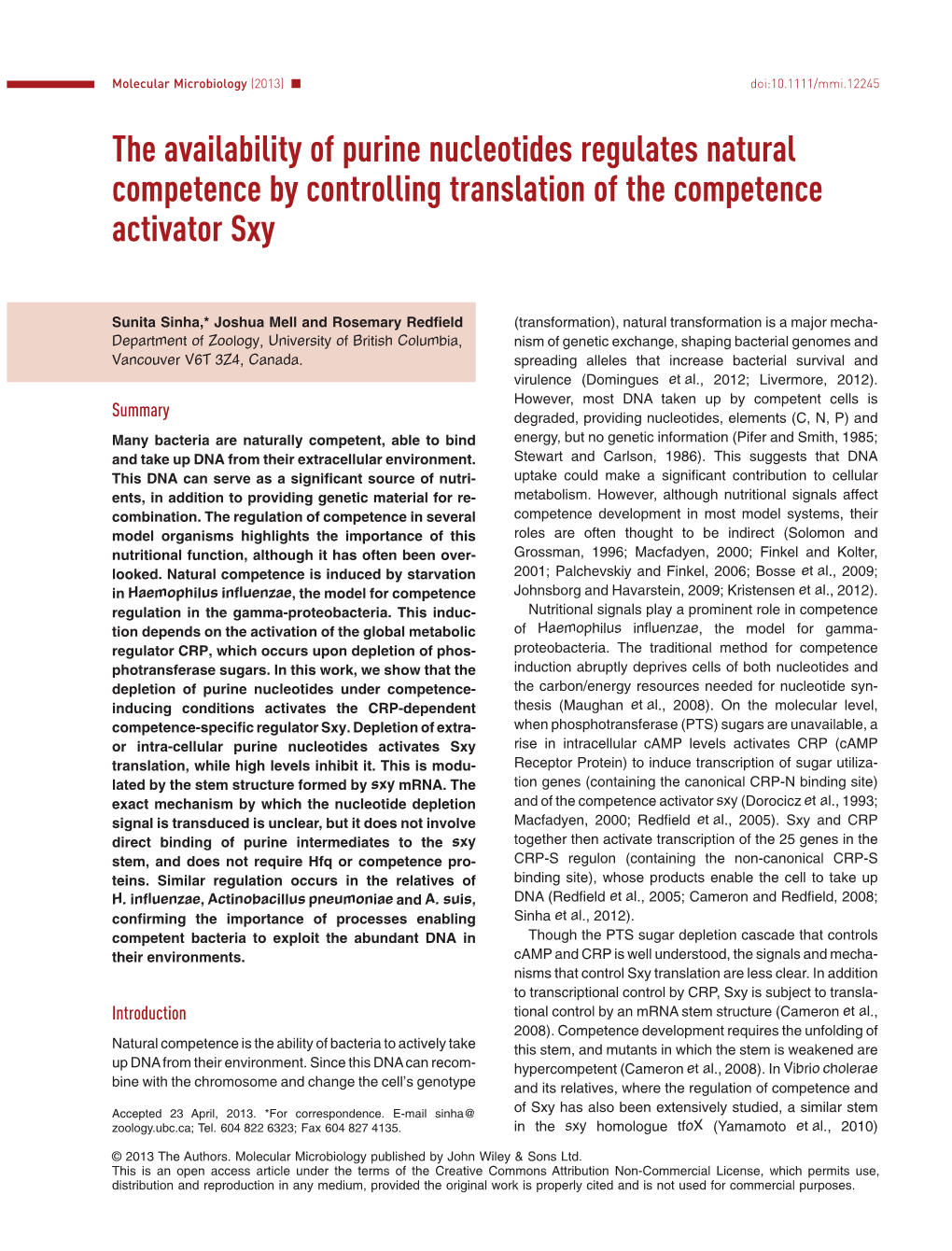 The Availability of Purine Nucleotides Regulates Natural Competence by Controlling Translation of the Competence Activator Sxy