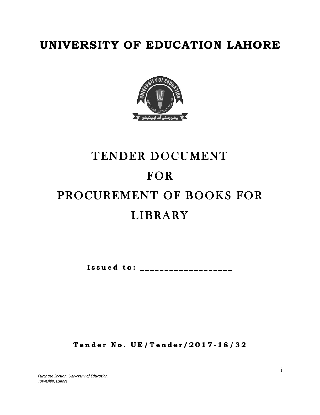 Tender Document for Procurement of Books for Library