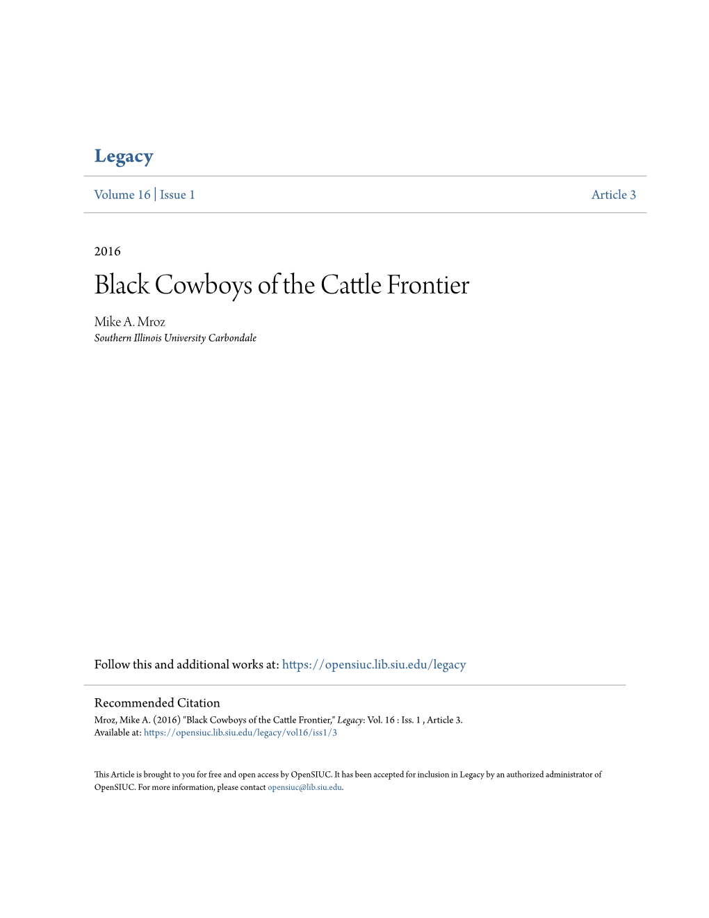 Black Cowboys of the Cattle Frontier