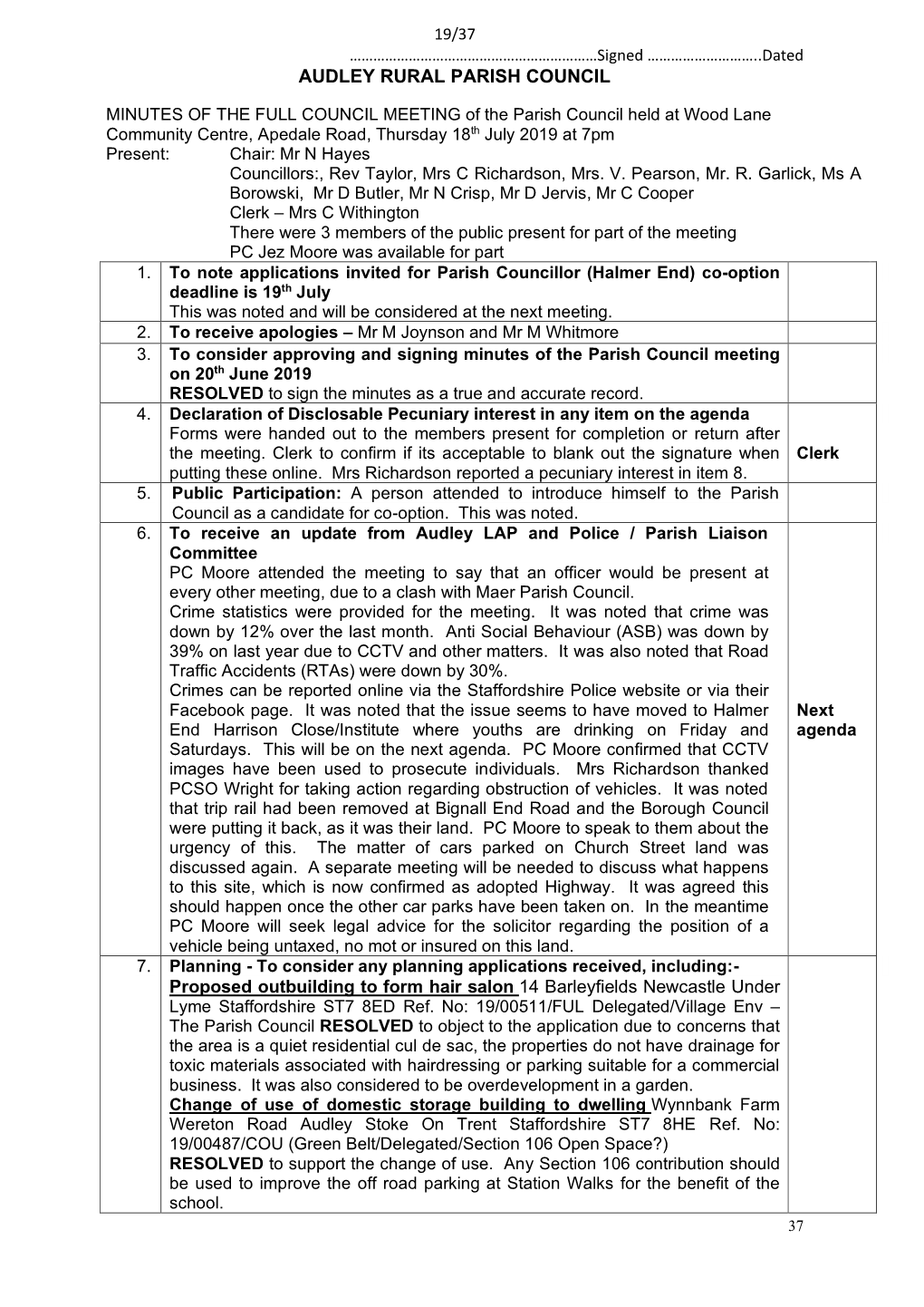 Audley Rural Parish Council