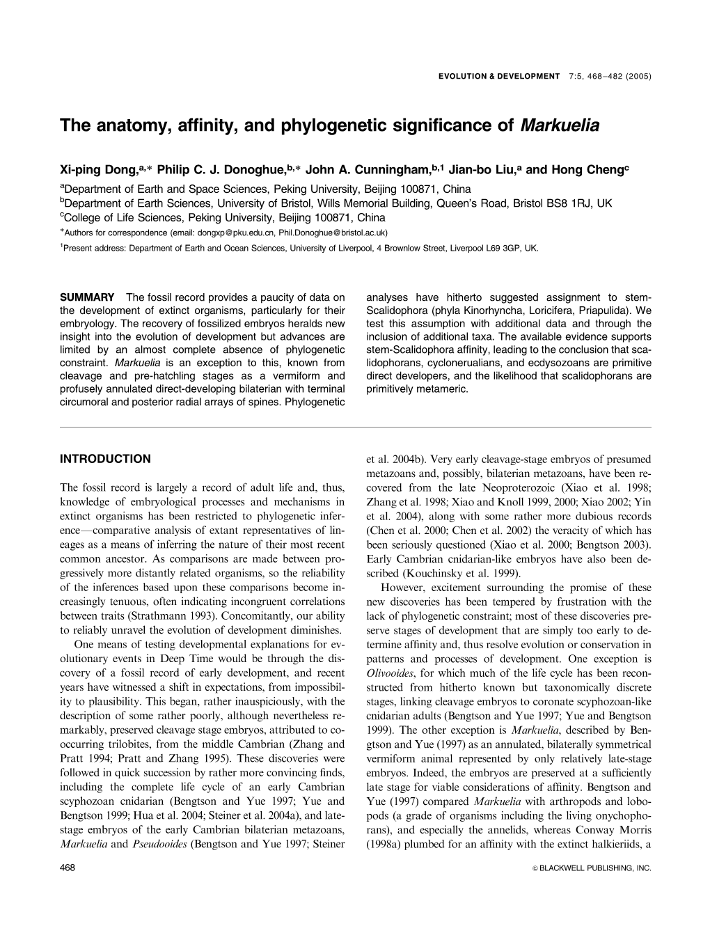 The Anatomy, Affinity, and Phylogenetic Significance of Markuelia