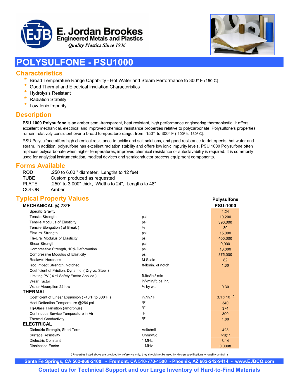 Polysulfone PSU1000 Datasheet