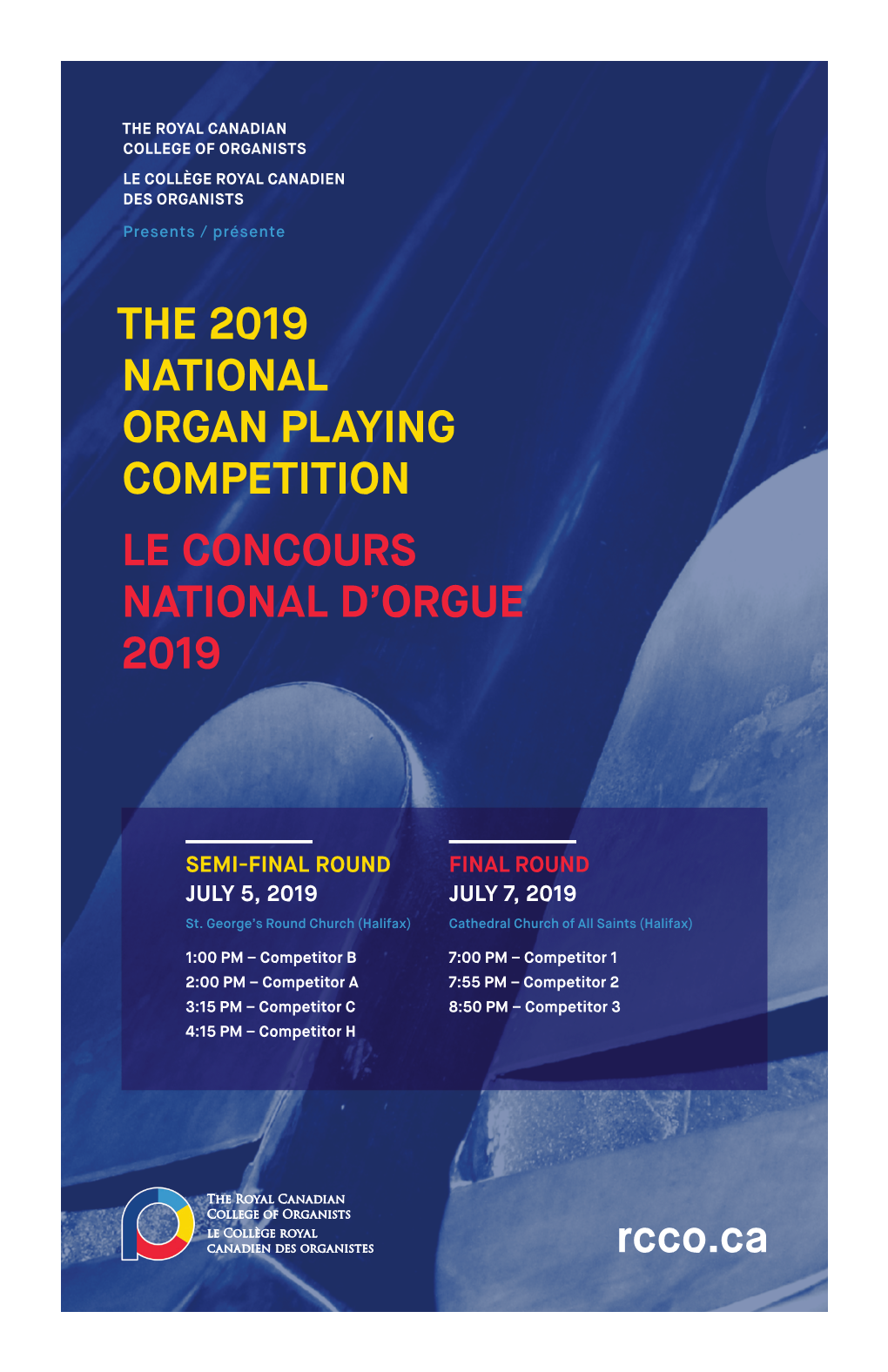 Rcco.Ca the 2019 NATIONAL ORGAN PLAYING COMPETITION LE