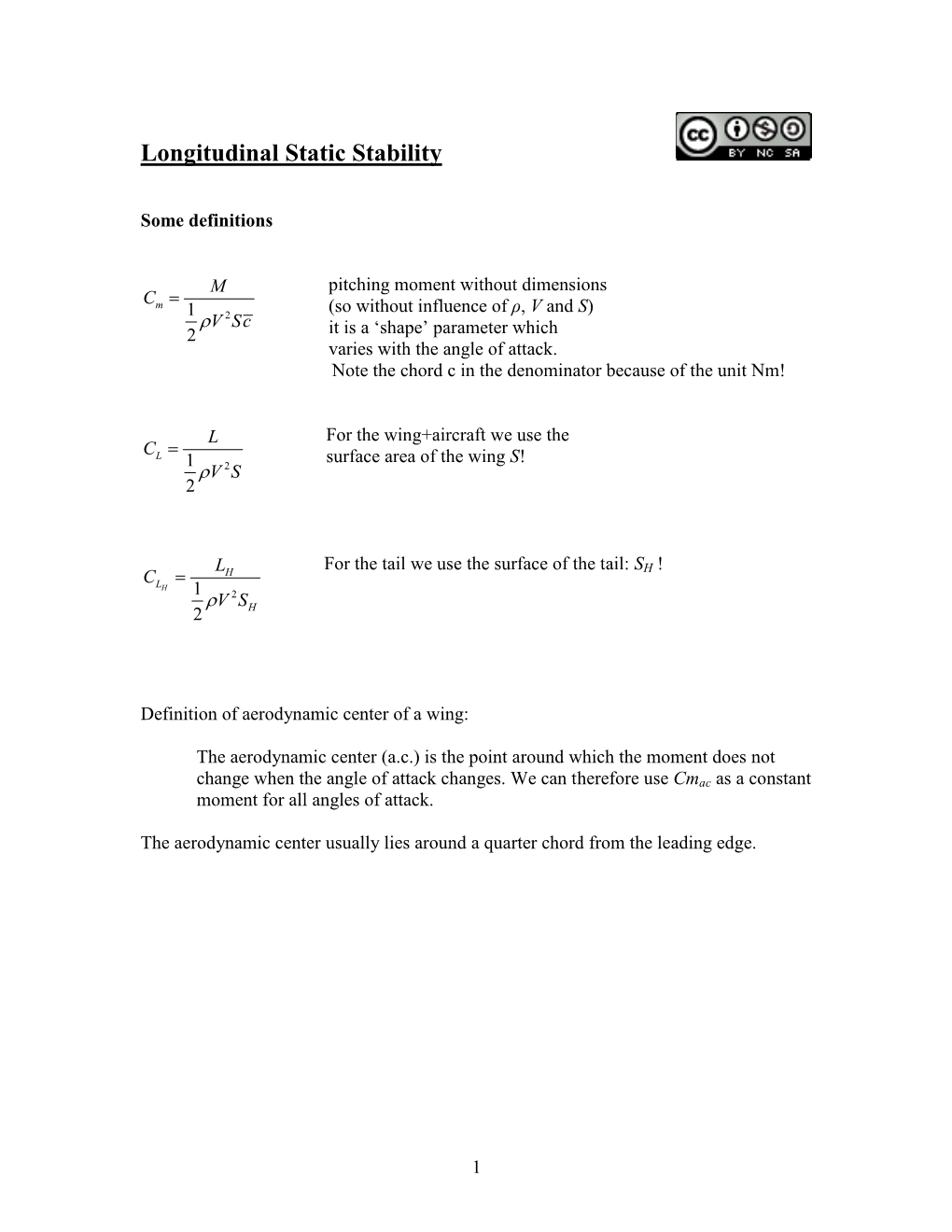 Longitudinal Static Stability