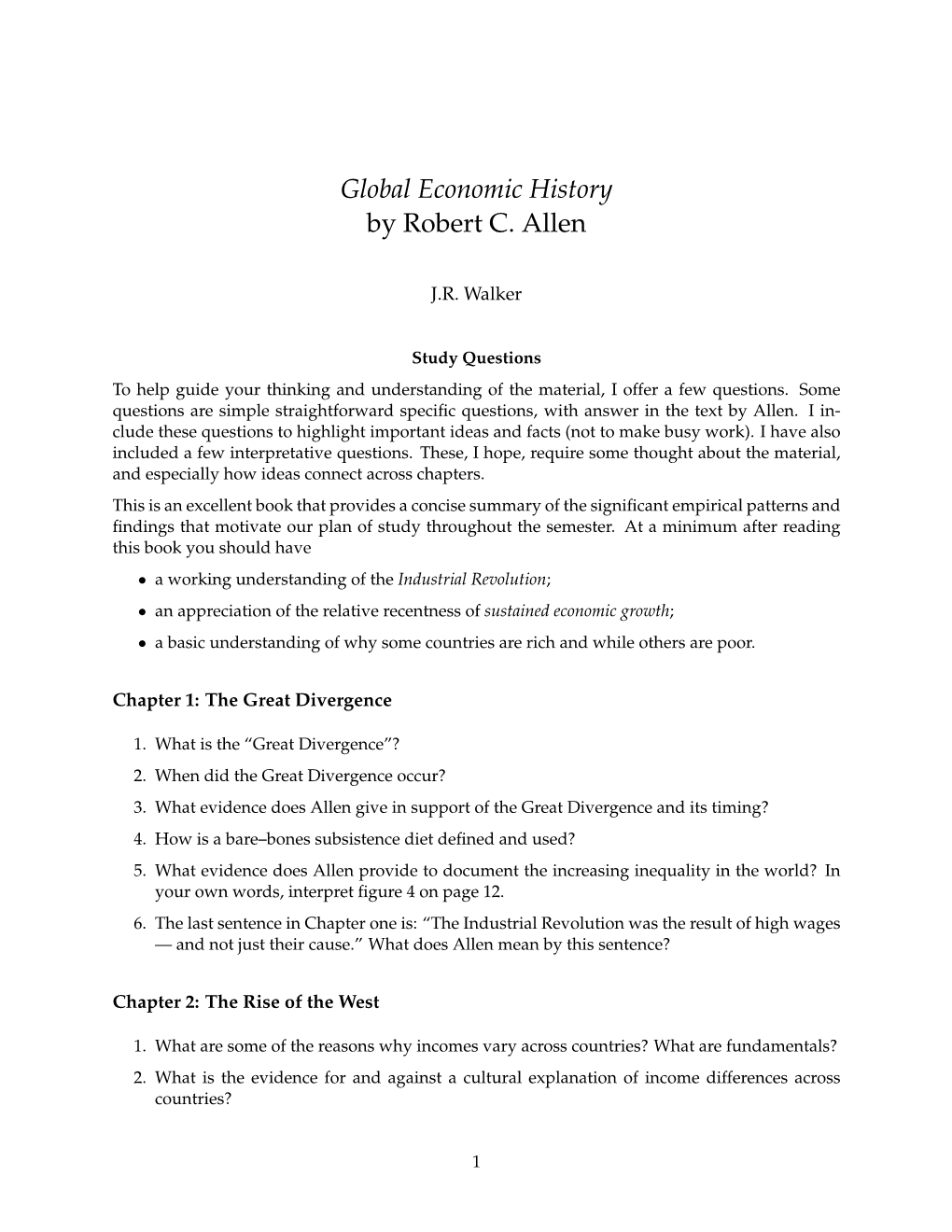 Global Economic History by Robert C. Allen