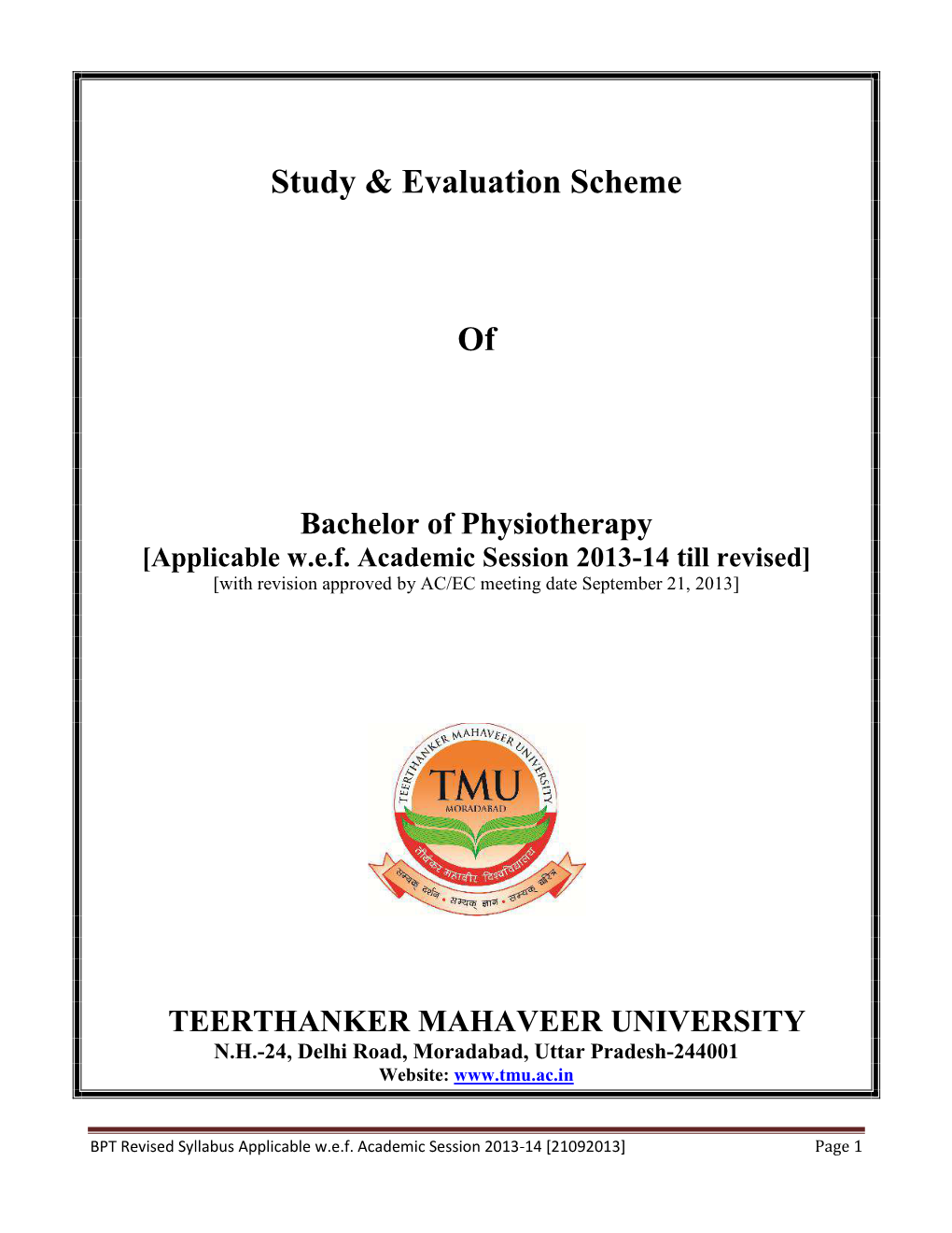 Study & Evaluation Scheme Of