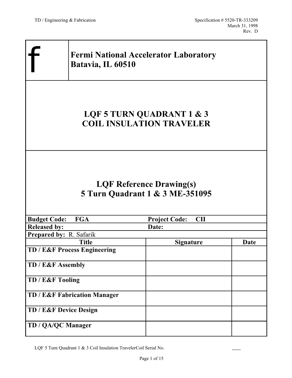 LQF 5 Turn Q1&3 Coil Insul