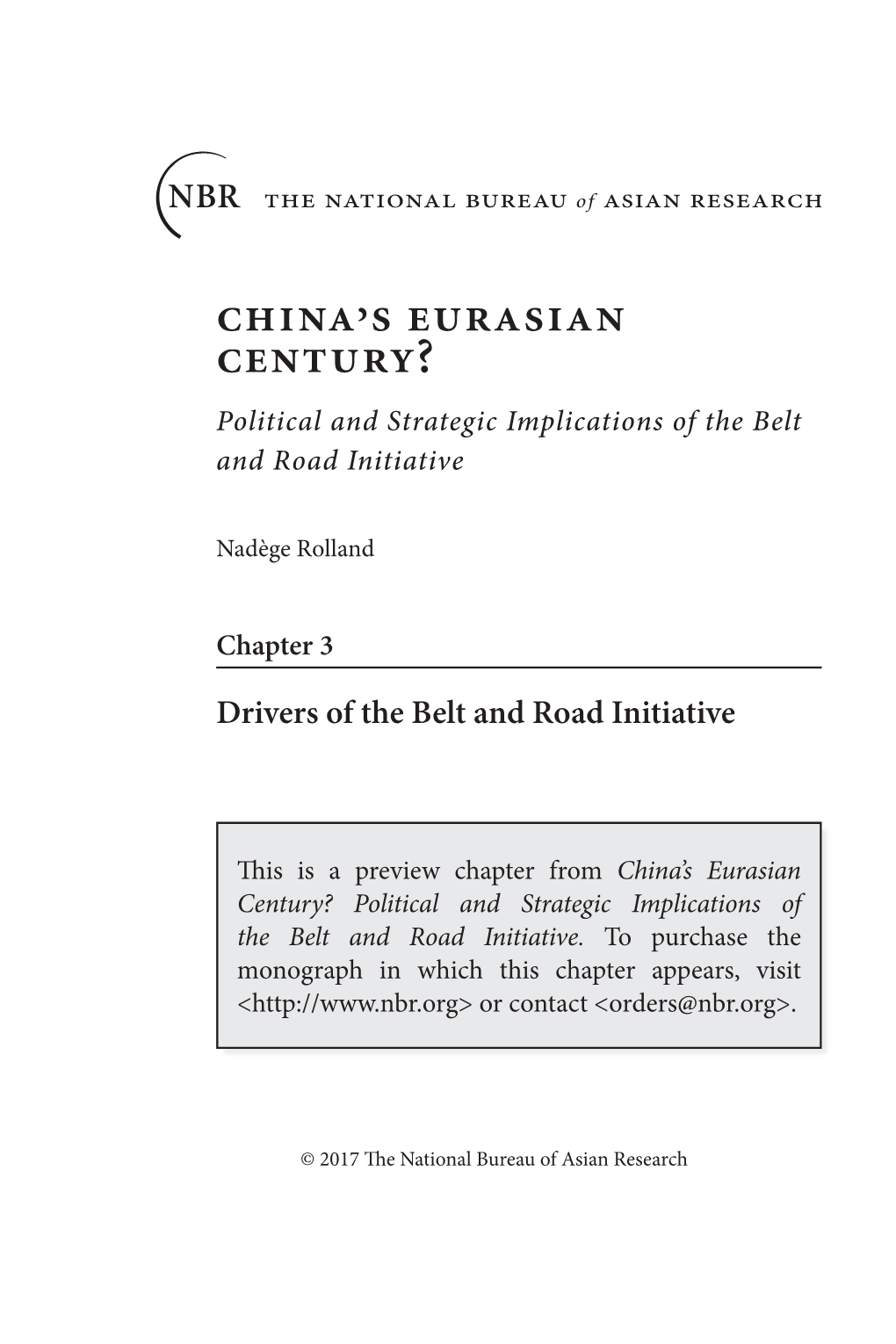 China's Eurasian Century? Political and Strategic Implications of the Belt and Road Initiative, Chapter 3