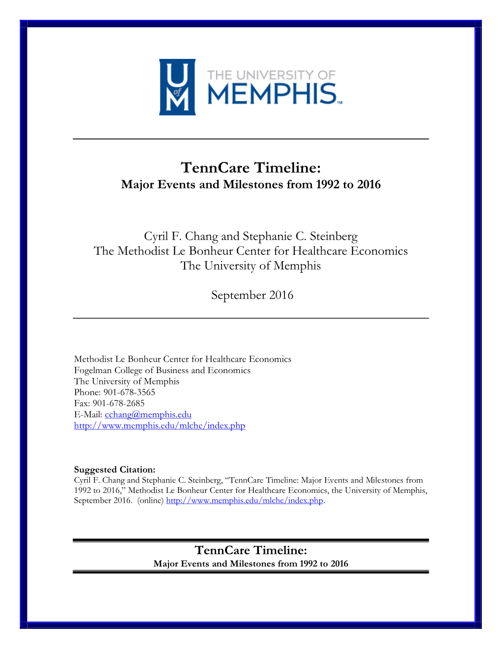 Tenncare Timeline: Major Events and Milestones from 1992 to 2016
