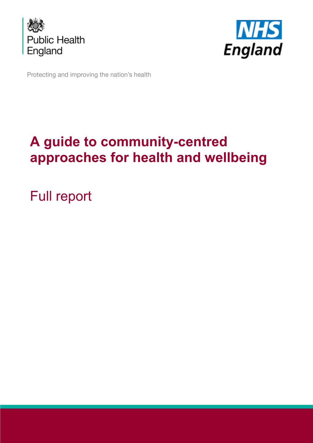 A Guide to Community-Centred Approaches for Health and Wellbeing