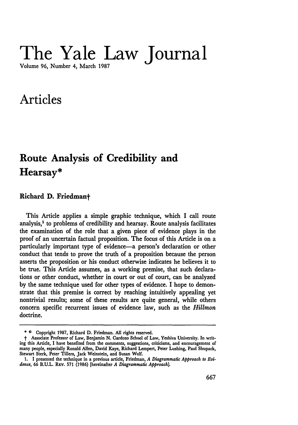 Route Analysis of Credibility and Hearsay*