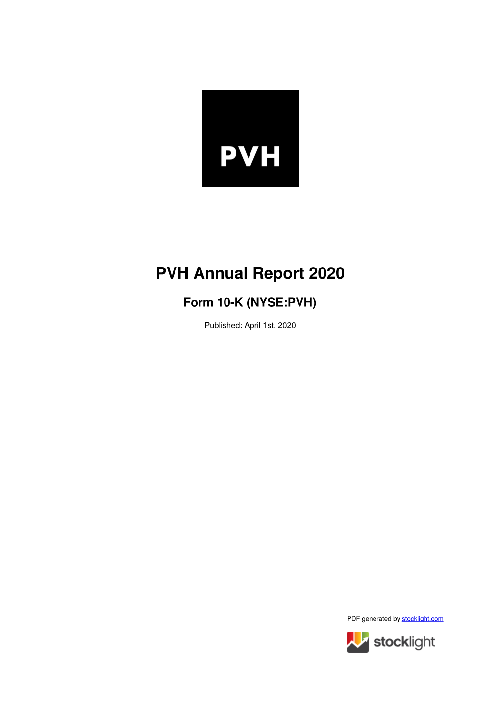 PVH Annual Report 2020