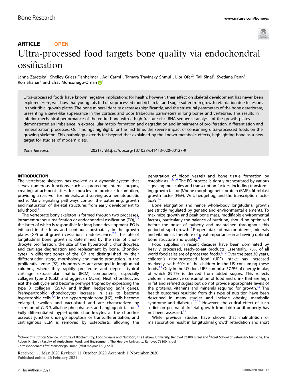 Ultra-Processed Food Targets Bone Quality Via Endochondral Ossification