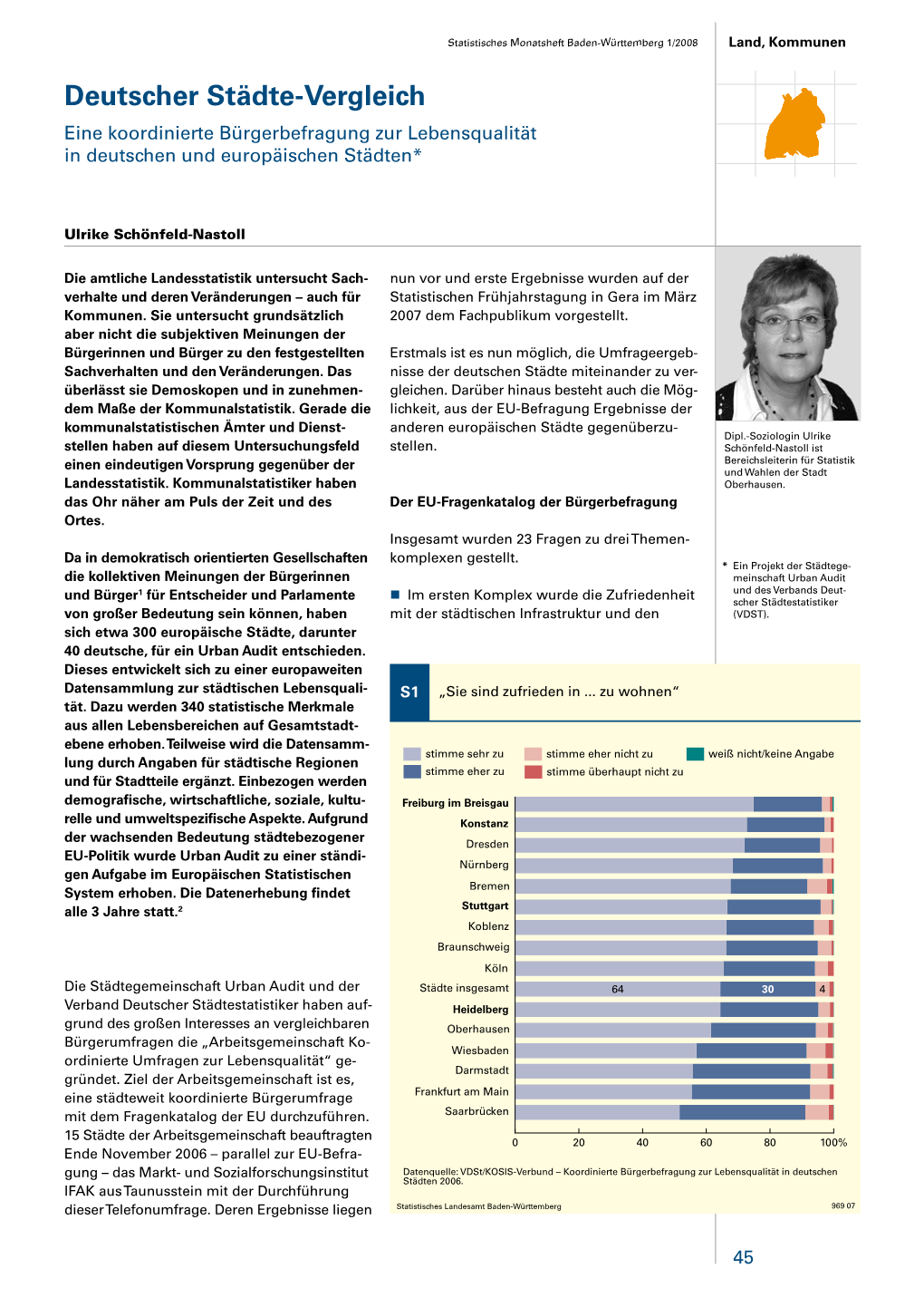 Deutscher Städte-Vergleich Eine Koordinierte Bürgerbefragung Zur Lebensqualität in Deutschen Und Europäischen Städten*