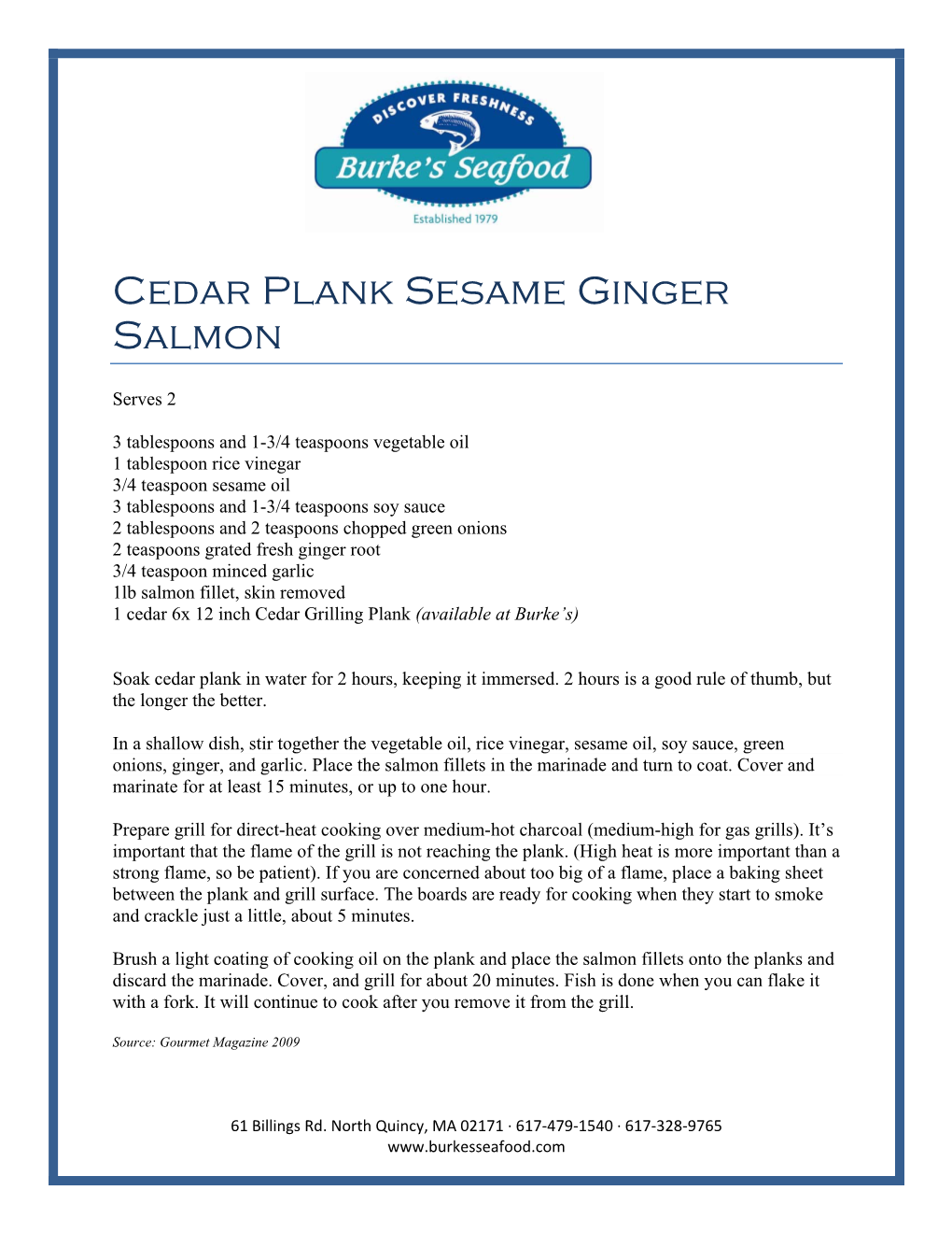 Cedar Plank Sesame Ginger Salmon