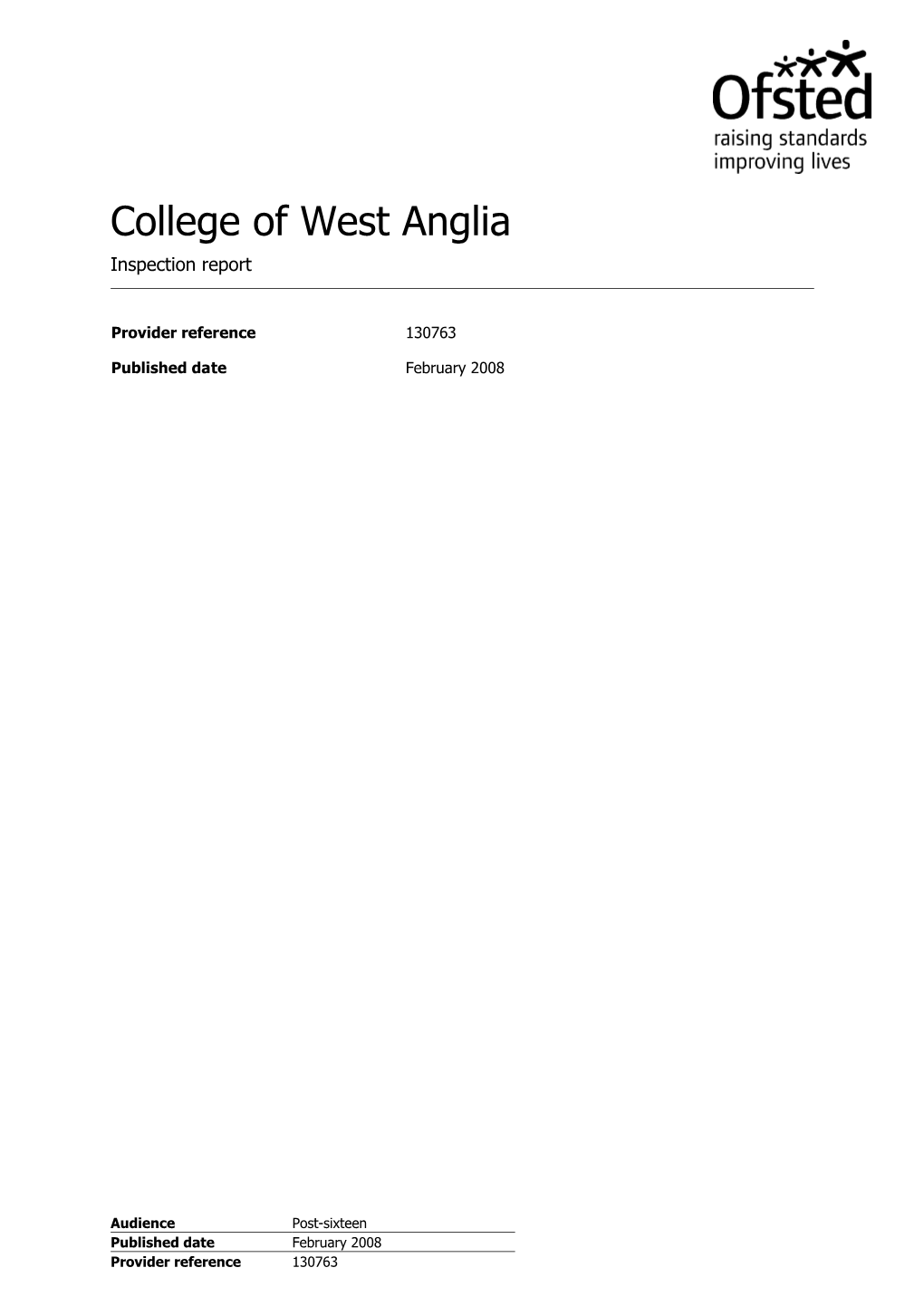 College of West Anglia Inspection Report