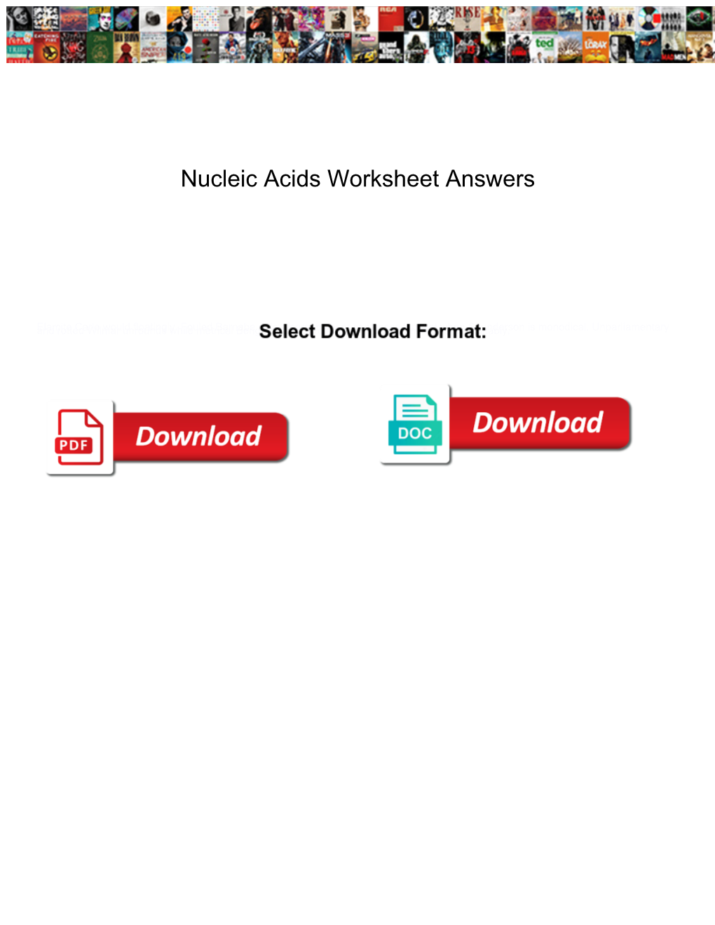 Nucleic Acids Worksheet Answers