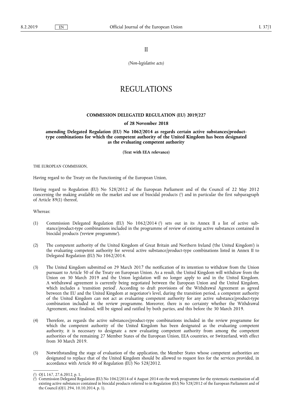 Commission Delegated Regulation (Eu