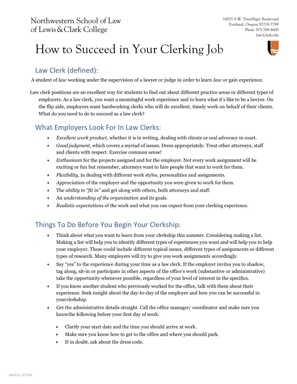 How to Succeed in Your Clerking Job