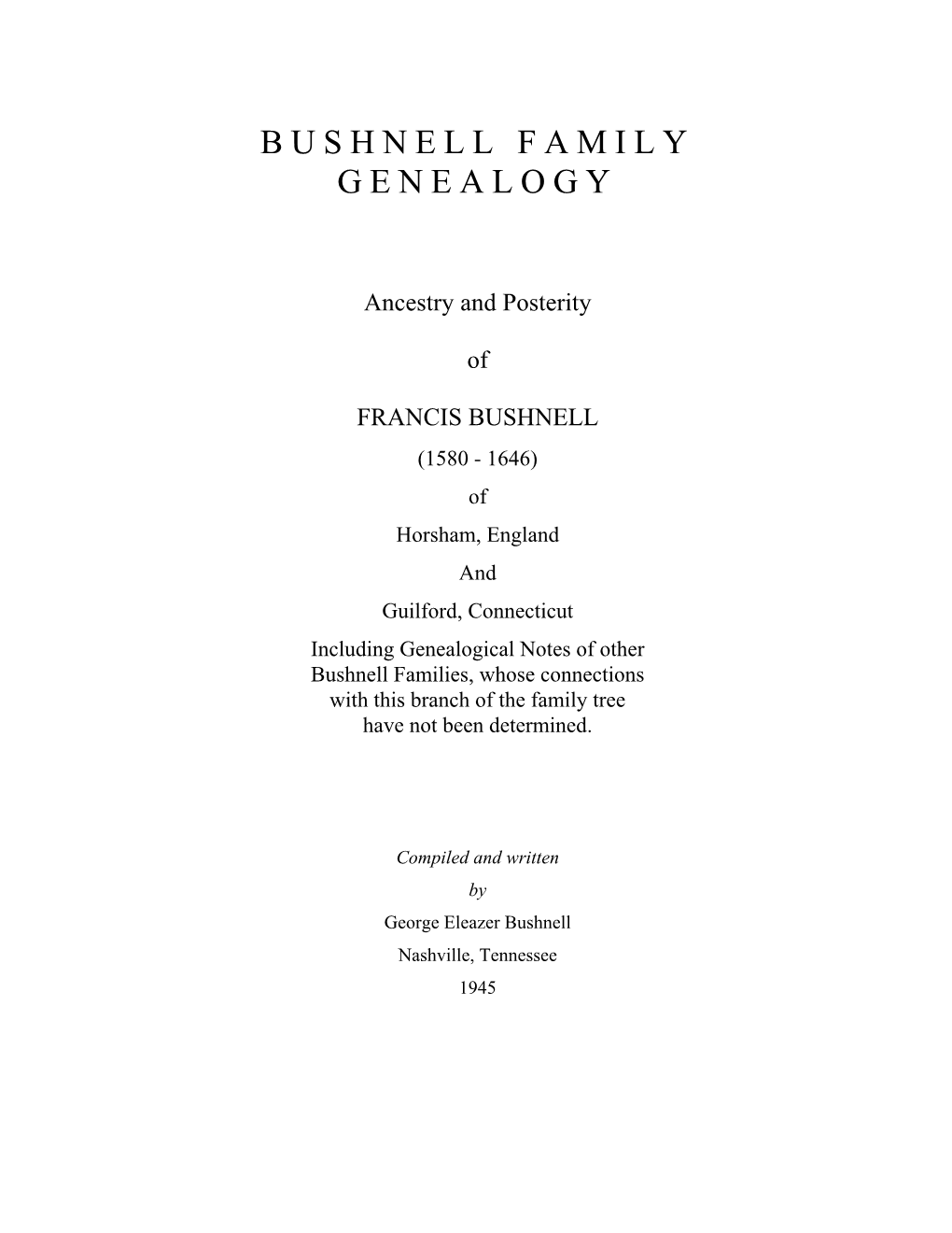 Bushnell Family Genealogy, 1945