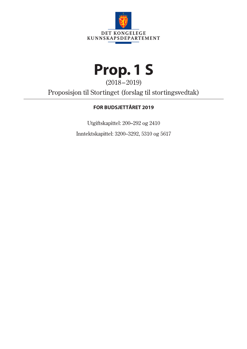 Prop. 1 S (2018-2019) Proposisjon Til Stortinget